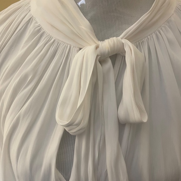 Ramy Brook SILK Embroidered Eyelet Sleeve White Poet Blouse Top - Picture 5 of 11